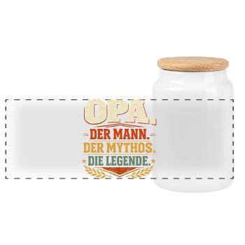 Grandpa Man Myth Legend Gift - Panoramic Cookie Jar with Wooden Lid - white - Front