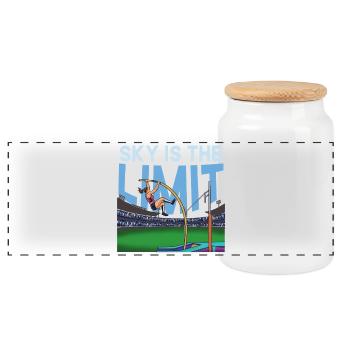 Le ciel est la limite : saut à la perche - Boîte à biscuits avec couvercle en bois - blanc - Devant