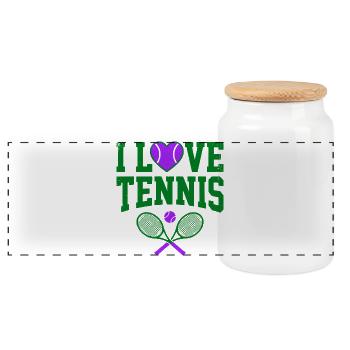 I Love Tennis London, un t-shirt stylé pour fan de tennis - Boîte à biscuits avec couvercle en bois - blanc - Devant