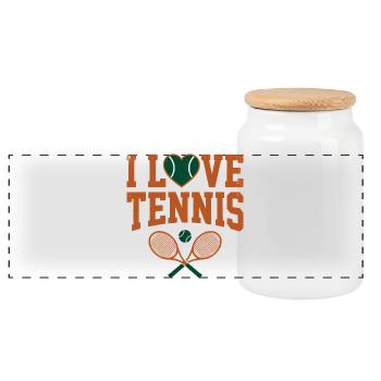 I Love Tennis Paris, Stylisches Tennis Fan Shirt - Panorama Keksdose mit Holzdeckel - Weiß - Vorne