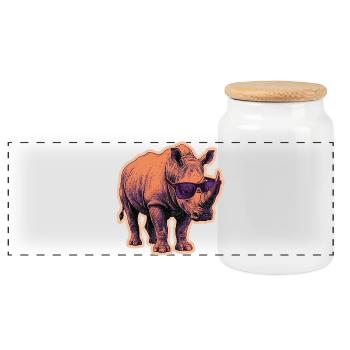 Rhinoceros Rhinoceros Sunglasses Risography - Panoramic Cookie Jar with Wooden Lid - white - Front