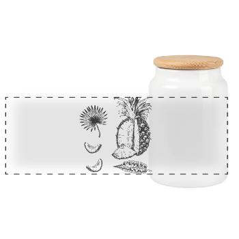 Ananas - Boîte à biscuits avec couvercle en bois - blanc - Devant