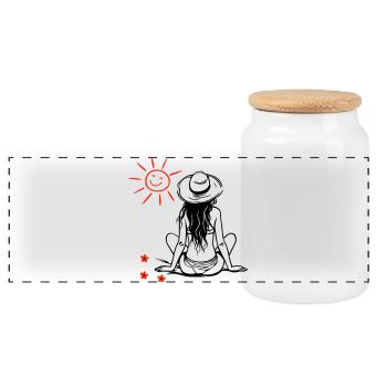 Le désir du soleil - Boîte à biscuits avec couvercle en bois - blanc - Devant