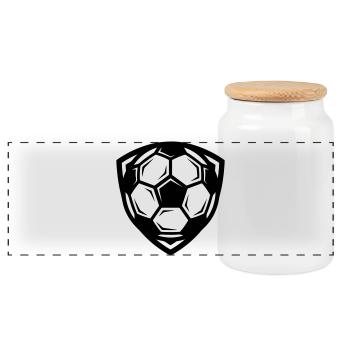 Soccer Ball - Panoramic Cookie Jar with Wooden Lid - white - Front