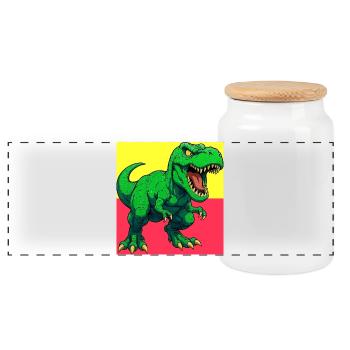Dinosaurier - Panorama Keksdose mit Holzdeckel - Weiß - Vorne