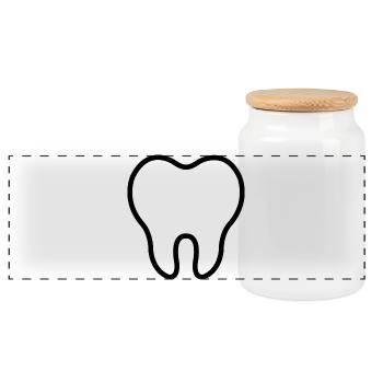 Dent - Boîte à biscuits avec couvercle en bois - blanc - Devant