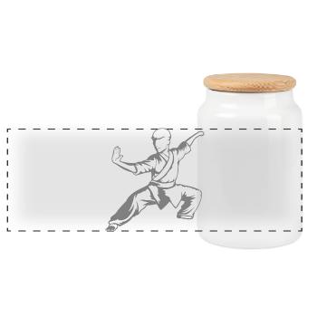 Kung Fu Kämpfer Kampfkunst Aktion Pose Angriff - Panorama Keksdose mit Holzdeckel - Weiß - Vorne