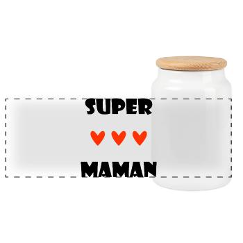 SUPER MAMAN. FÊTE DES MÈRES. COEUR. FÊTE - Boîte à biscuits avec couvercle en bois - blanc - Devant