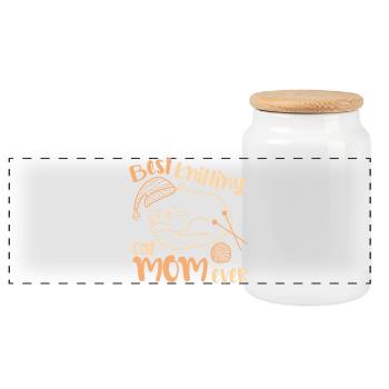 Meilleure maman de chat tricotée de tous les temps - Boîte à biscuits avec couvercle en bois - blanc - Devant