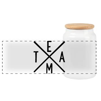Team - Panorama Keksdose mit Holzdeckel - Weiß - Vorne