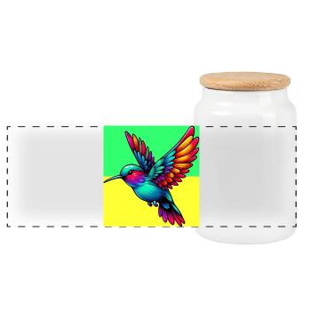 Kolibri - Panorama Keksdose mit Holzdeckel - Weiß - Vorne