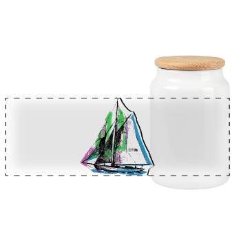 Sailor Sailing Ship Seafarer - Panoramic Cookie Jar with Wooden Lid - white - Front