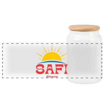 Safi Marokko Sonnenaufgang - Panorama Keksdose mit Holzdeckel - Weiß - Vorne