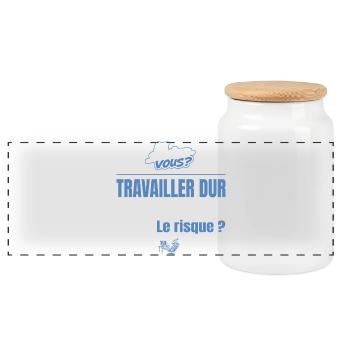 Travailler dur ne tue pas mais pourquoi = risque - Boîte à biscuits avec couvercle en bois - blanc - Devant