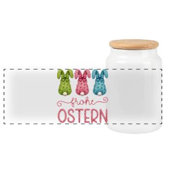 Frohe Ostern - Panorama Keksdose mit Holzdeckel - Weiß - Vorne