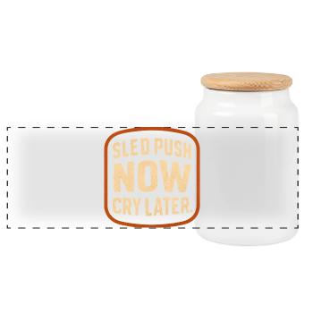 Sled Push Now Cry Later Funny Gym Workout Retro - Panoramic Cookie Jar with Wooden Lid - white - Front