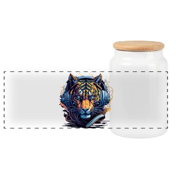 DJ Headphones Neonflair - Panoramic Cookie Jar with Wooden Lid - white - Front