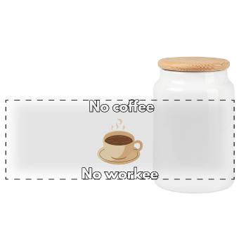 No coffee no workee - Panoramic Cookie Jar with Wooden Lid - white - Front