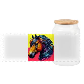 cheval - Boîte à biscuits avec couvercle en bois - blanc - Devant
