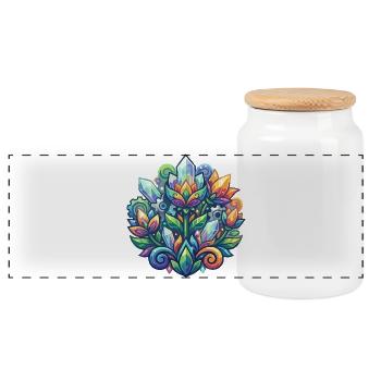 Leuchtende Kristalllotus Blume Kristalle Muster - Panorama Keksdose mit Holzdeckel - Weiß - Vorne