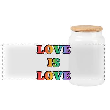 Love Is Love Rainbow Text - Panorama Keksdose mit Holzdeckel - Weiß - Vorne