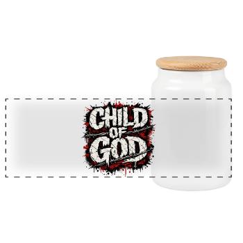 child of god - Panoramic Cookie Jar with Wooden Lid - white - Front