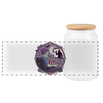 Cinéma d’horreur : Conception du spectateur zombie - Boîte à biscuits avec couvercle en bois - blanc - Devant