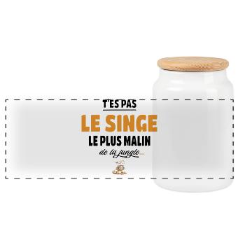 T’es pas le singe le plus malin de la jungle vanne - Boîte à biscuits avec couvercle en bois - blanc - Devant