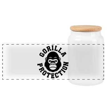 Protection des gorilles : Badge de Gardien Silverback - Boîte à biscuits avec couvercle en bois - blanc - Devant
