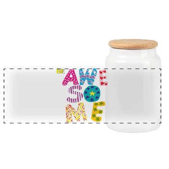 Be Awesome - Panoramic Cookie Jar with Wooden Lid - white - Front