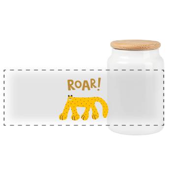 Roar Wild Animal Funny Cute Wildlife Design - Panorama Keksdose mit Holzdeckel - Weiß - Vorne