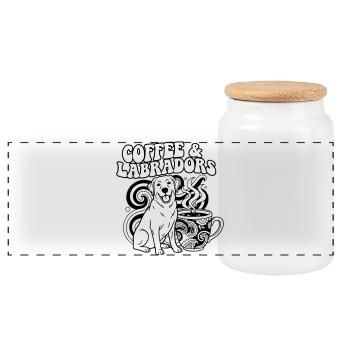 Aperçu du chien de Coffee Labrador - Boîte à biscuits avec couvercle en bois - blanc - Devant