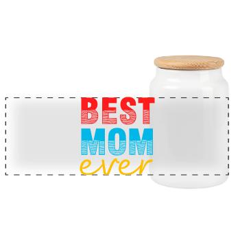 momBest Mom Ever Gift Shirt - Panoramic Cookie Jar with Wooden Lid - white - Front