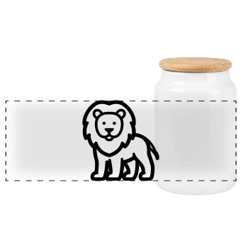 lion - Boîte à biscuits avec couvercle en bois - blanc - Devant