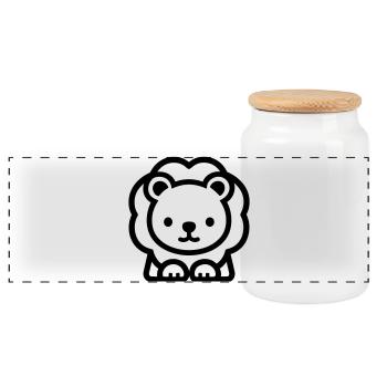 lion - Boîte à biscuits avec couvercle en bois - blanc - Devant