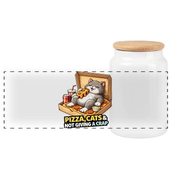 Pizza Cats Attitude - Panoramic Cookie Jar with Wooden Lid - white - Front