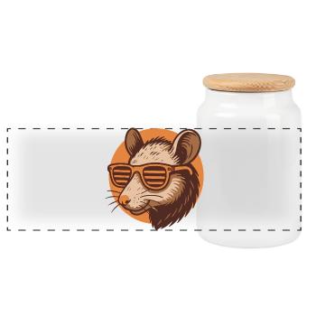 Rat with sunglasses - Panoramic Cookie Jar with Wooden Lid - white - Front