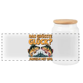 Opa Angler Geschenk - Panorama Keksdose mit Holzdeckel - Weiß - Vorne