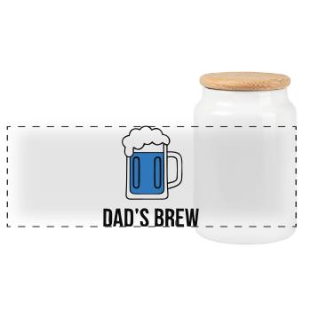 Cool Dads Brew Beer Glass Dad - Panoramic Cookie Jar with Wooden Lid - white - Front
