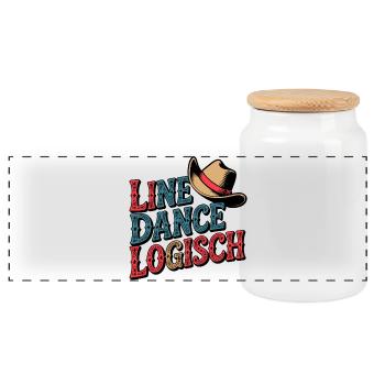 Line Dance Logisch - Panorama Keksdose mit Holzdeckel - Weiß - Vorne