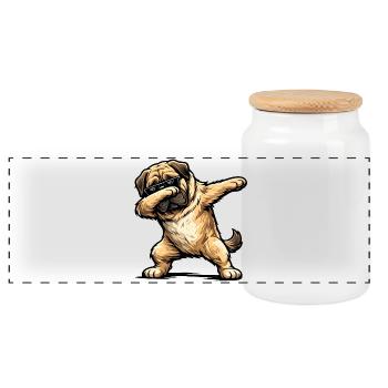 Mastiff en forme de dab - Boîte à biscuits avec couvercle en bois - blanc - Devant