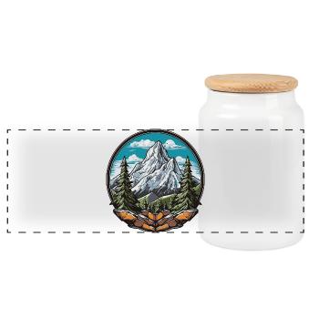 Rêve sommetal dans le panorama forestier - Boîte à biscuits avec couvercle en bois - blanc - Devant