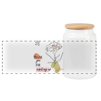 Thank you greetings - Panoramic Cookie Jar with Wooden Lid - white - Front