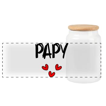 Grandpa. DAD. FATHER'S DAY. HAPPY FATHER'S DAY. PARTY - Panoramic Cookie Jar with Wooden Lid - white - Front