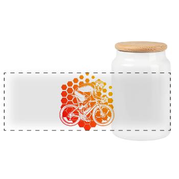 Gift idea for a road bike with road bike - Panoramic Cookie Jar with Wooden Lid - white - Front