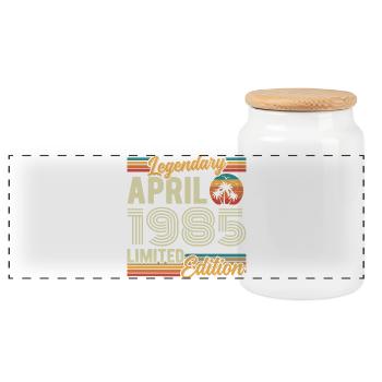 April 1985 41st Anniversary Gift - April 1985 - Panoramic Cookie Jar with Wooden Lid - white - Front