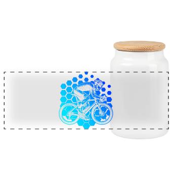 Gift idea for a road bike with road bike - Panoramic Cookie Jar with Wooden Lid - white - Front