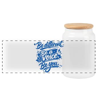 Be different. Be a voice. Be you. - Panoramic Cookie Jar with Wooden Lid - white - Front