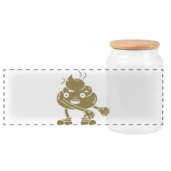 Funny poop pile dancing - Panoramic Cookie Jar with Wooden Lid - white - Front
