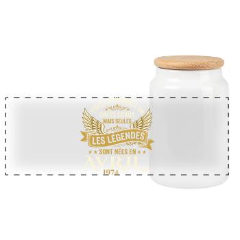 Légendaire depuis Avril 1974 - Vintage Avril 1974 - Boîte à biscuits avec couvercle en bois - blanc - Devant